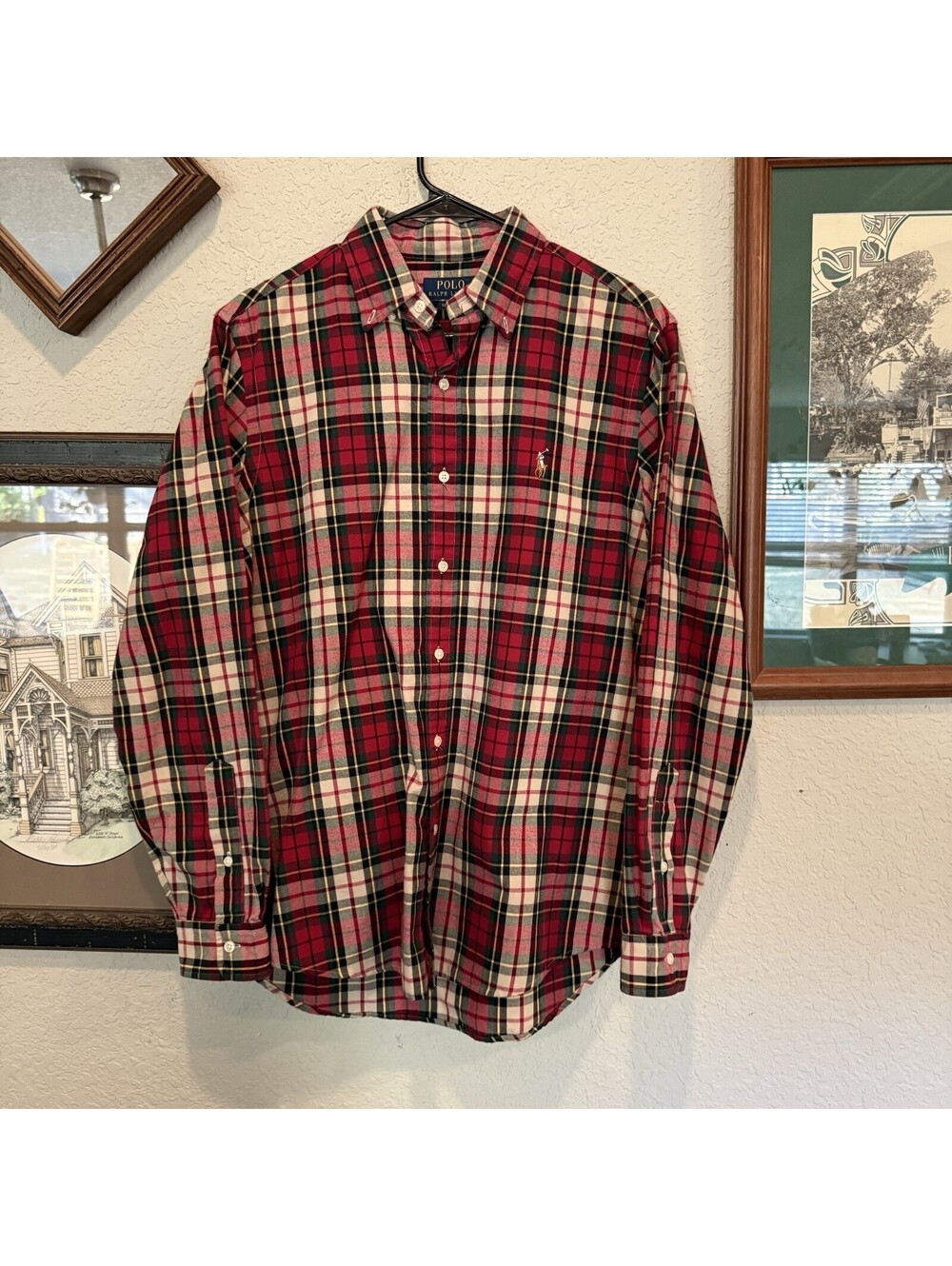 Polo Ralph Lauren Pony Classic Fit Long Sleev Tartan Plaid Oxford Shirt Medium